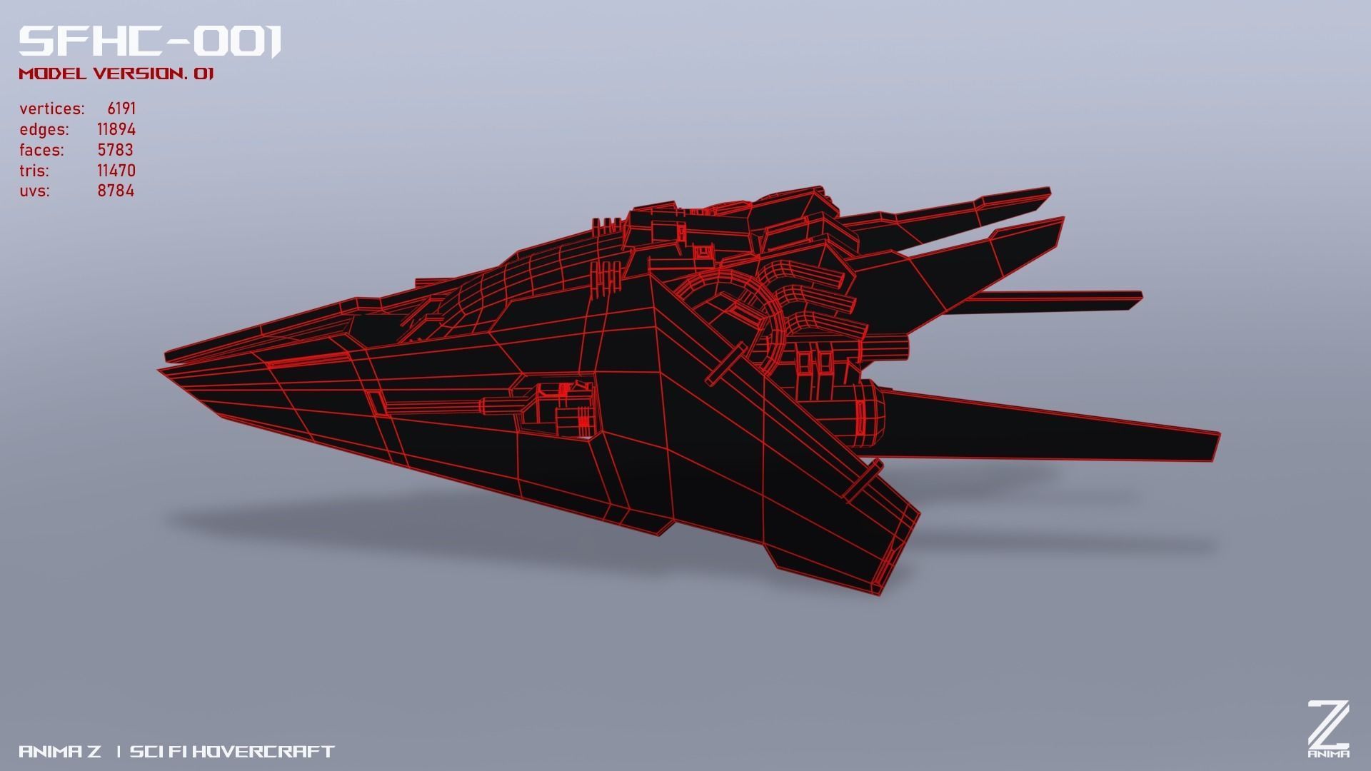 Scifi Hovercraft Low-poly 3D model_13