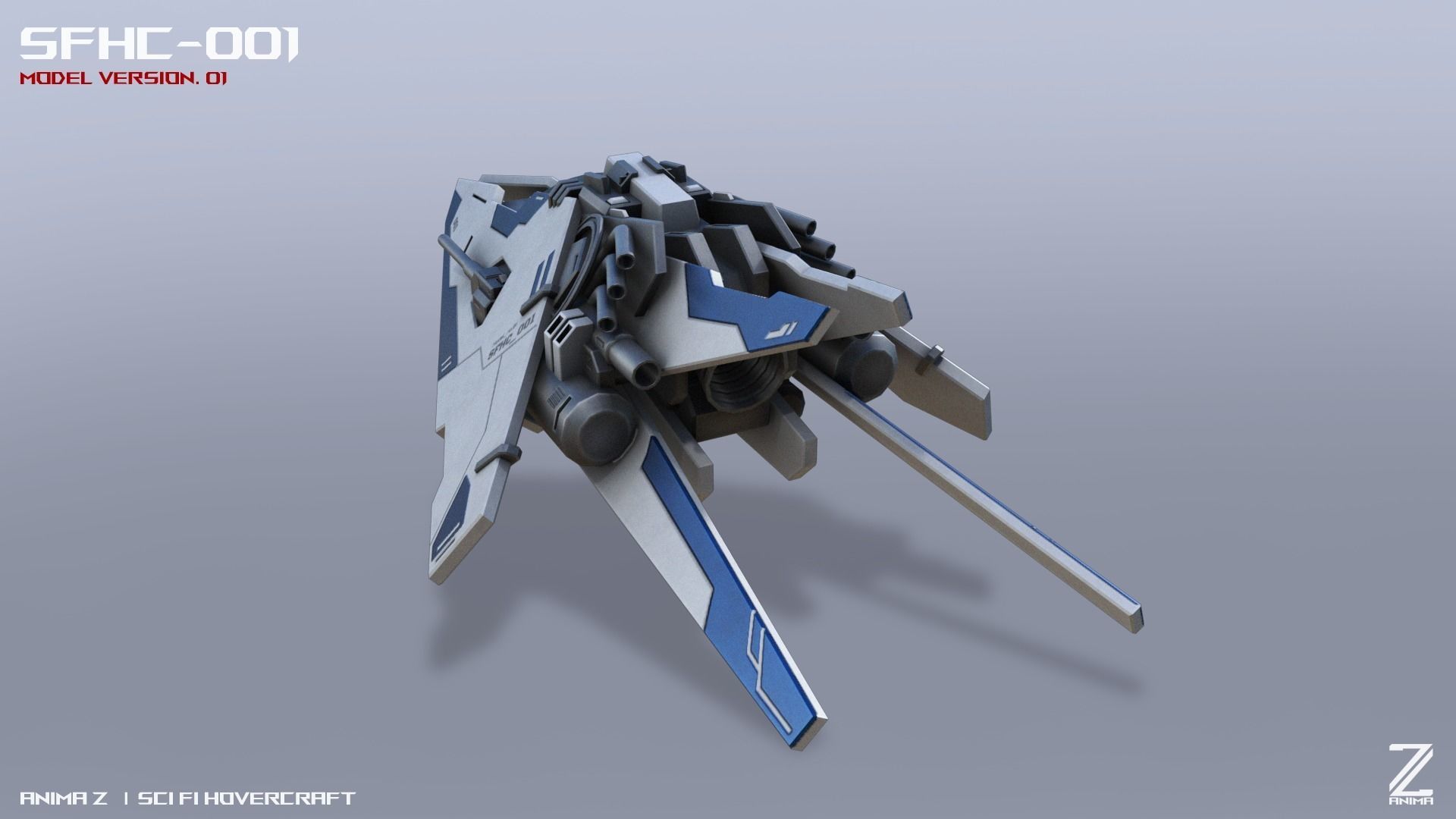 Scifi Hovercraft Low-poly 3D model_7