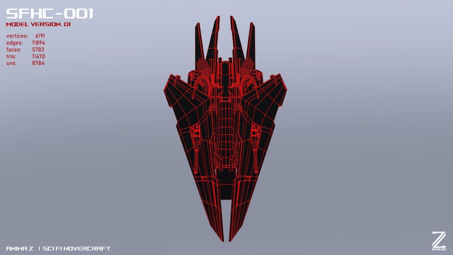 Scifi Hovercraft Low-poly 3D model_15