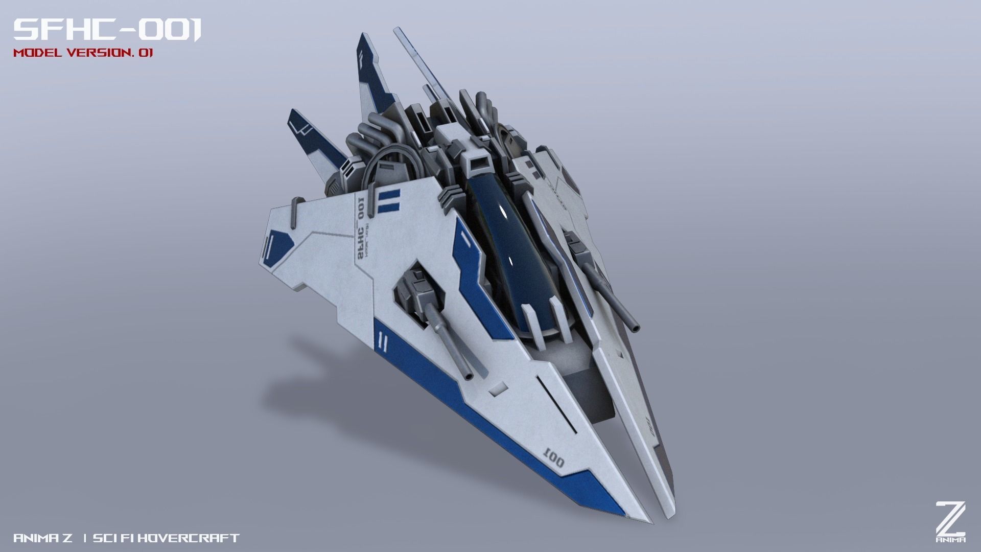 Scifi Hovercraft Low-poly 3D model_10