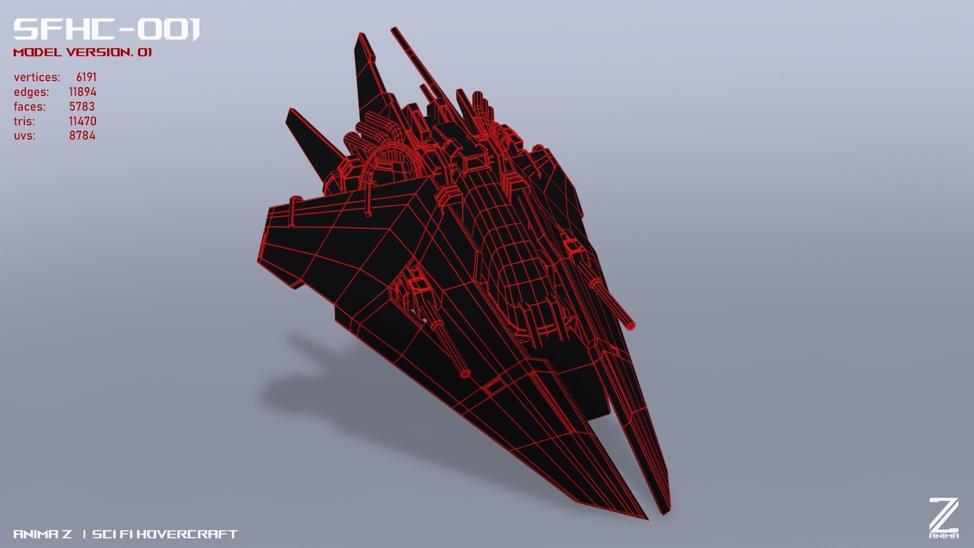 Scifi Hovercraft Low-poly 3D model_16