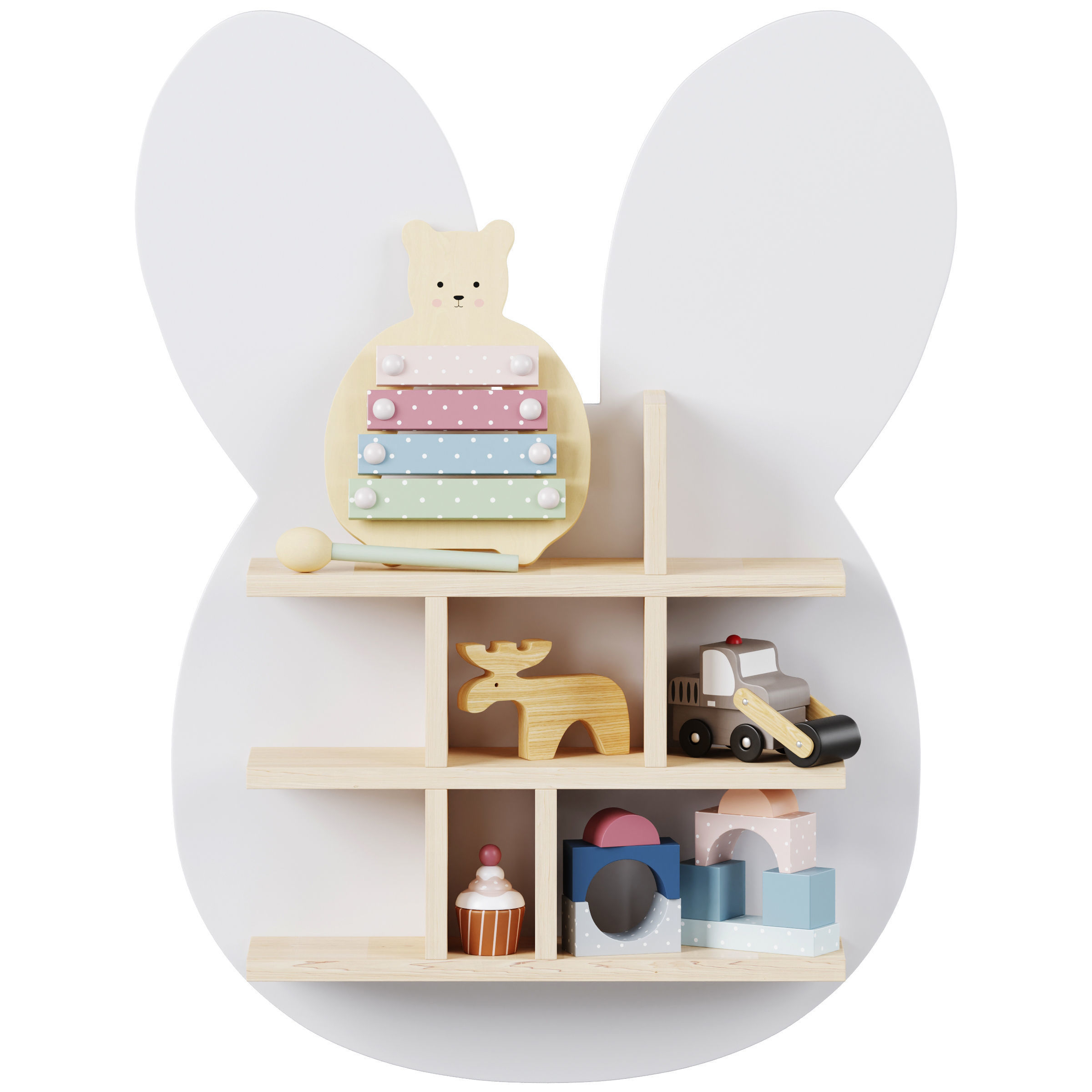 Shelf bunny and elephant with kids decor by jabadabado 3D model_1