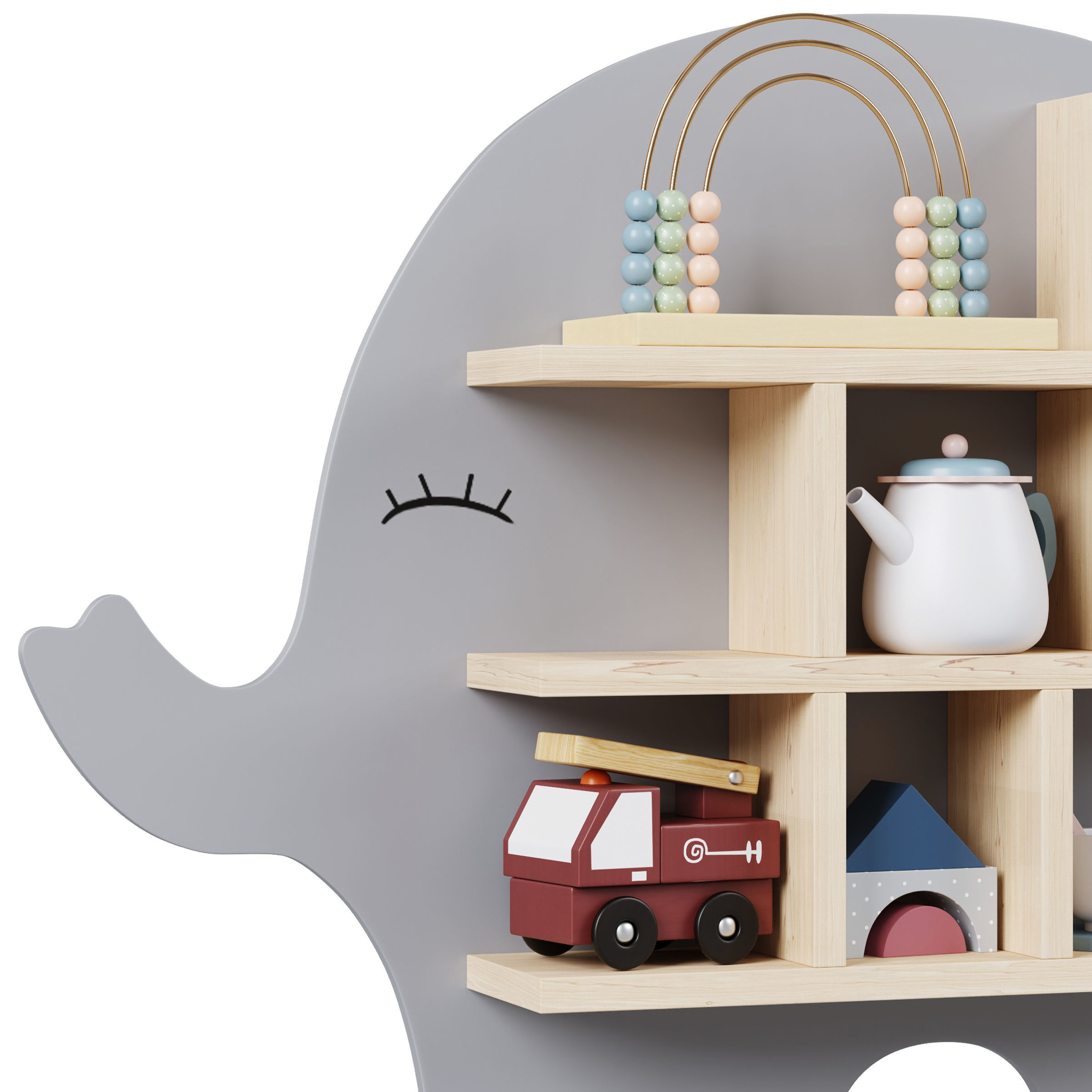 Shelf bunny and elephant with kids decor by jabadabado 3D model_5
