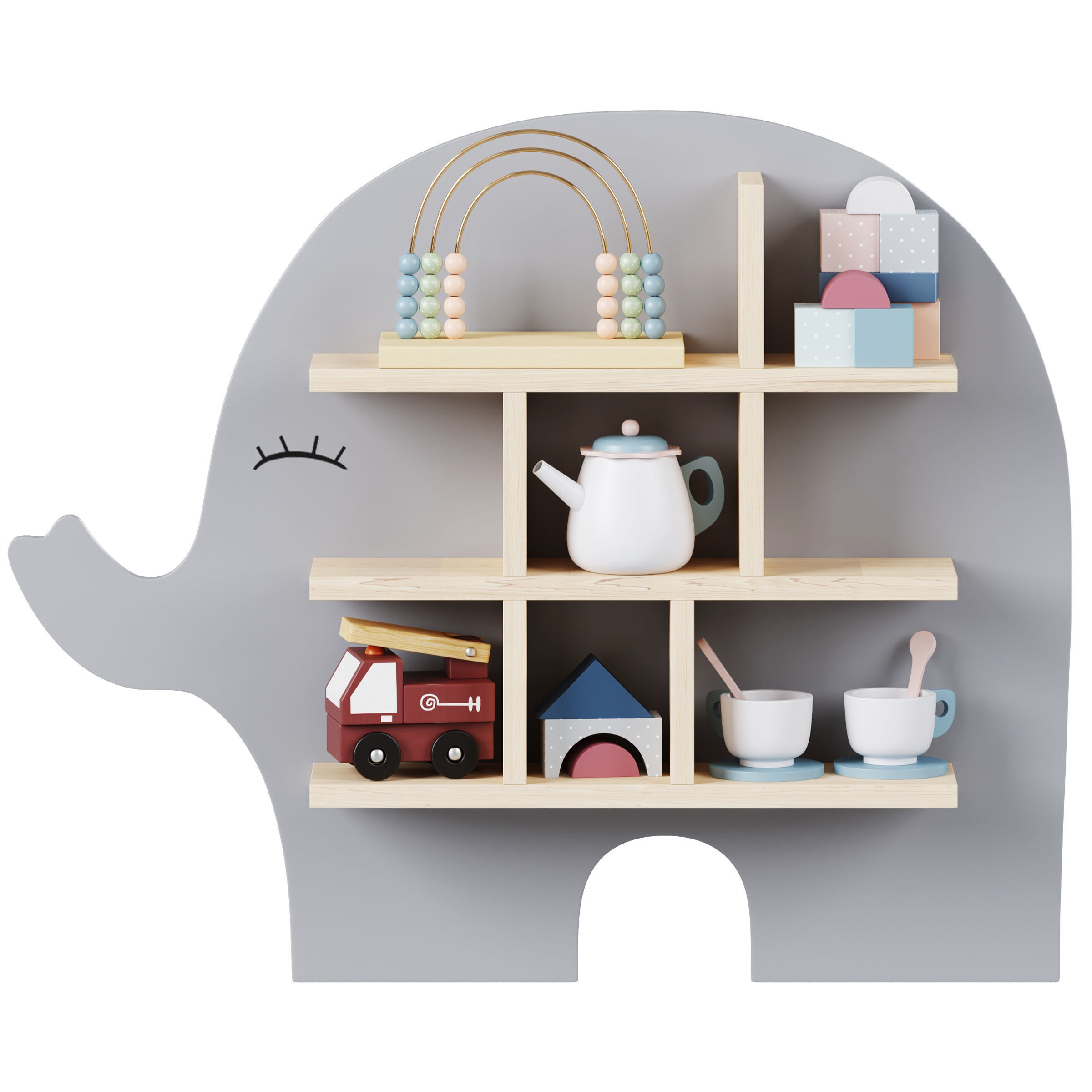 Shelf bunny and elephant with kids decor by jabadabado 3D model_2