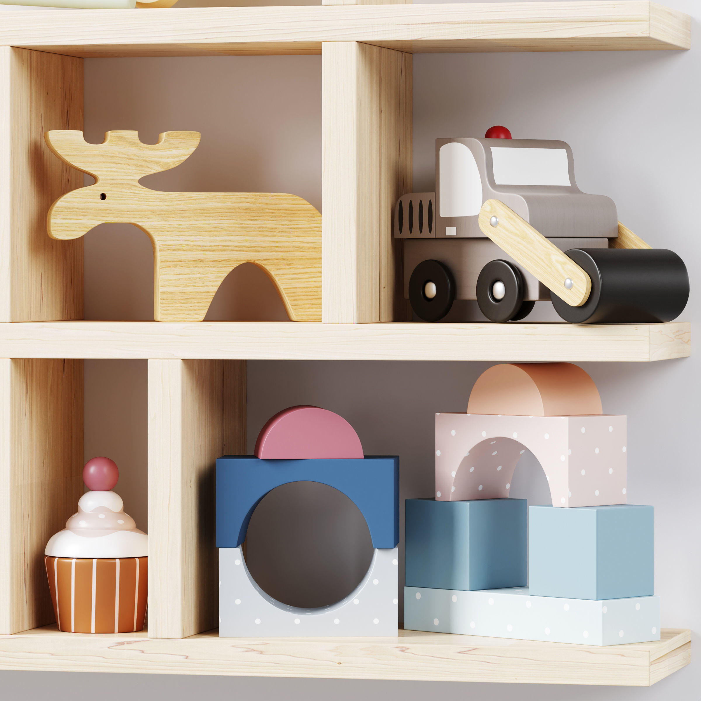 Shelf bunny and elephant with kids decor by jabadabado 3D model_4