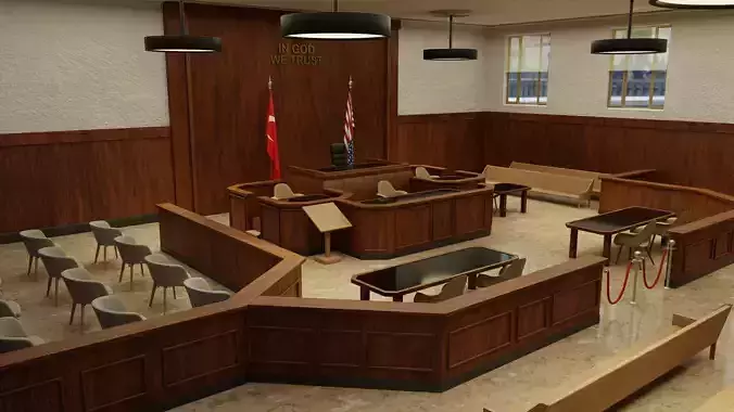 Court Room Low-poly 3D model