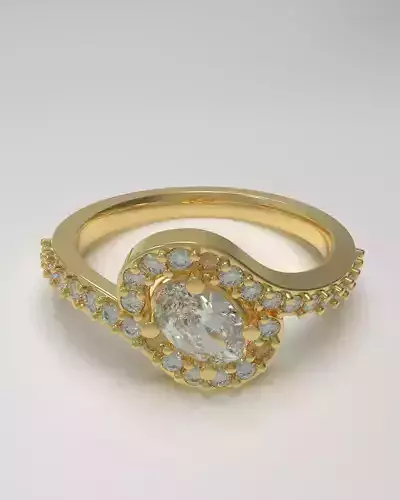 Bypass ring with oval gem