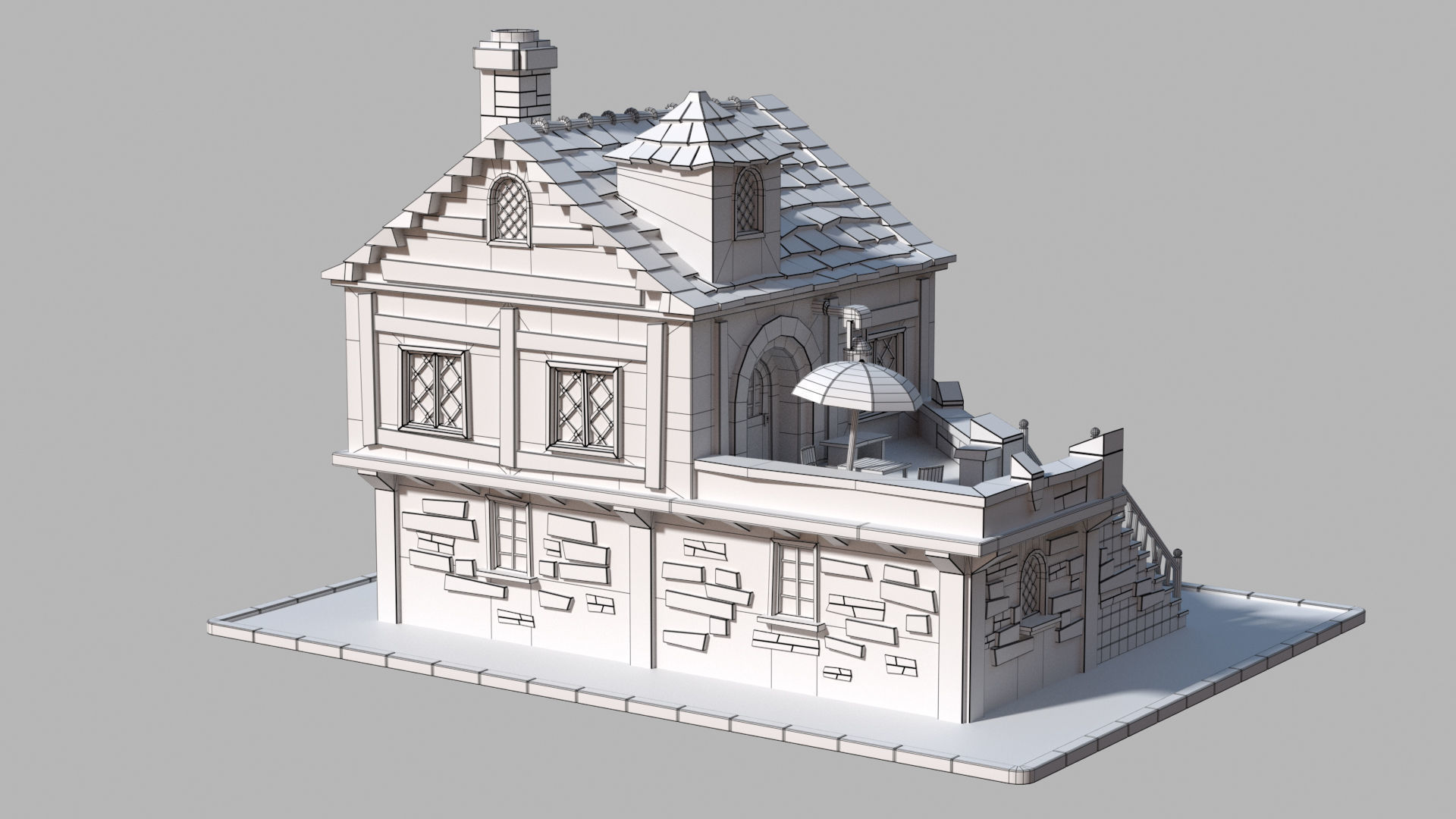 Cartoon house 2 Low-poly 3D model_10