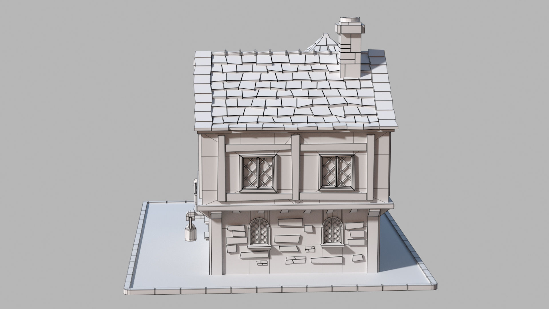 Cartoon house 2 Low-poly 3D model_8