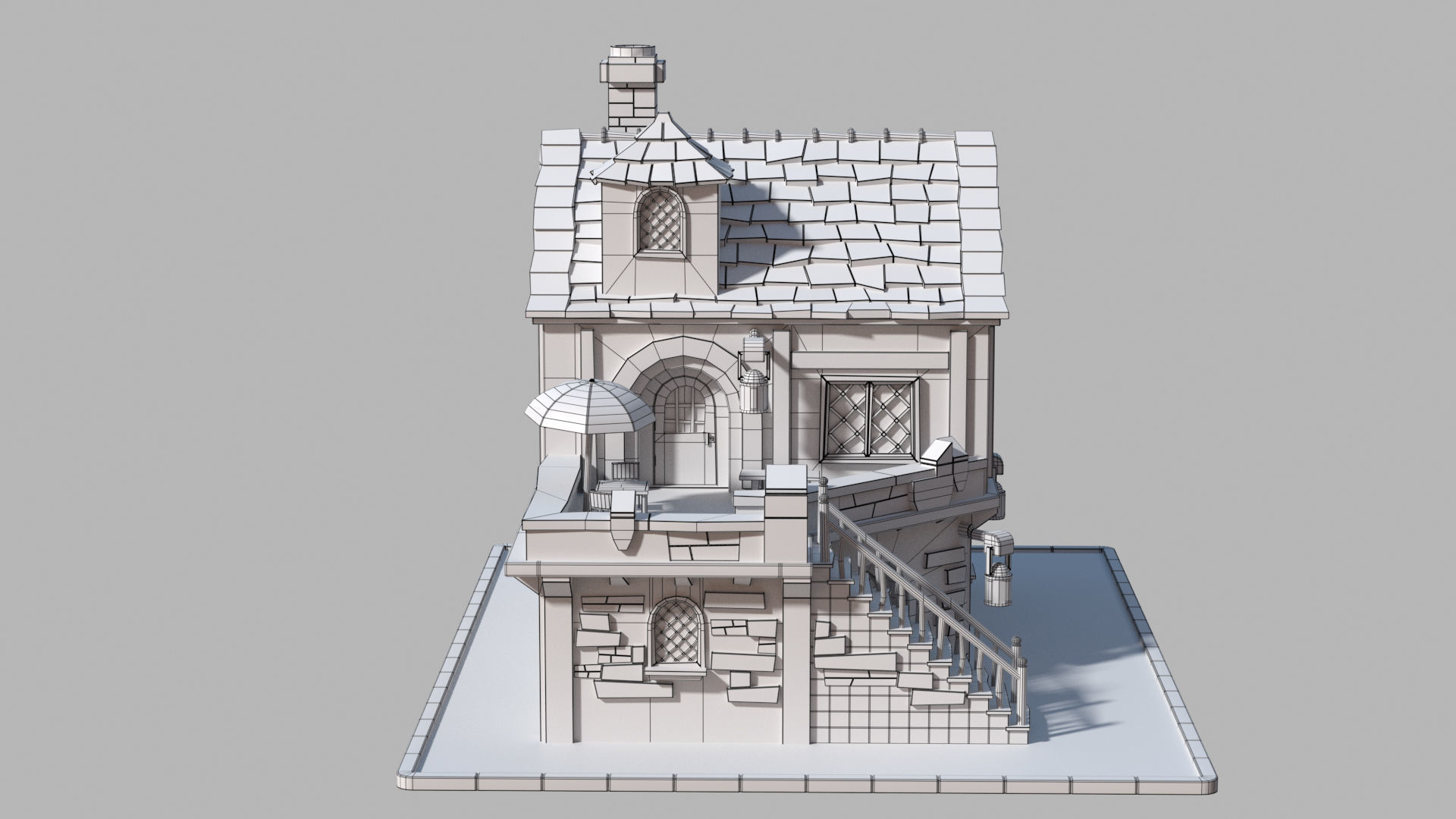 Cartoon house 2 Low-poly 3D model_11