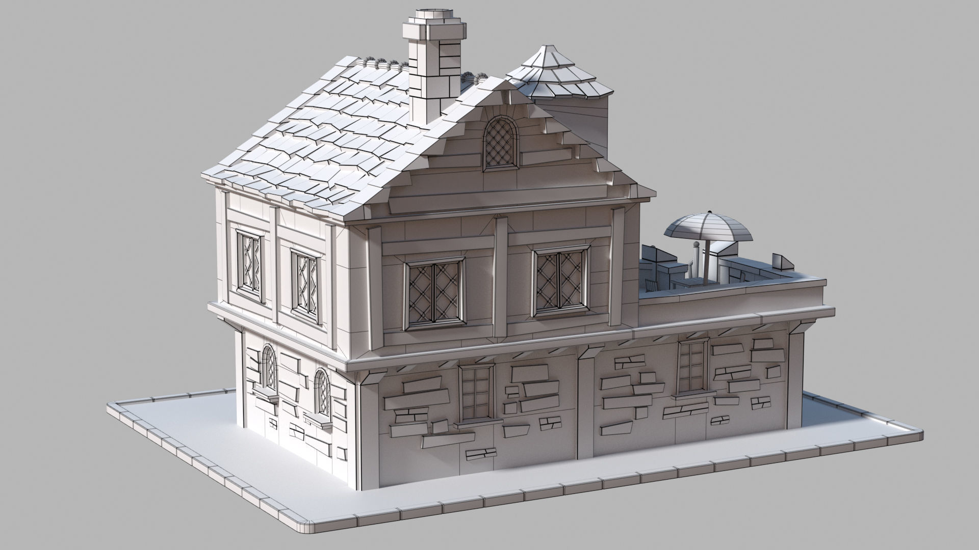 Cartoon house 2 Low-poly 3D model_9