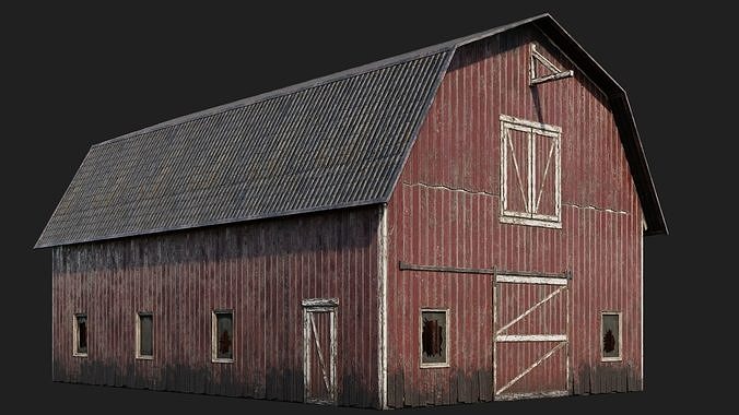 41-42-43-44 - Farm Buildings 4K PBR GameReady Low-poly 3D model 2