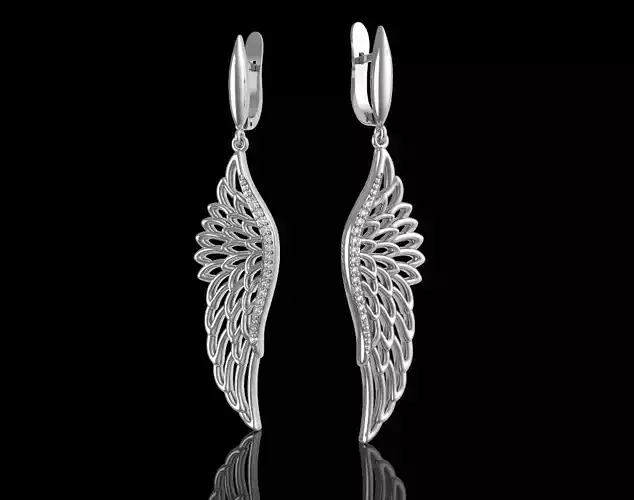 Wings earrings with diamonds 