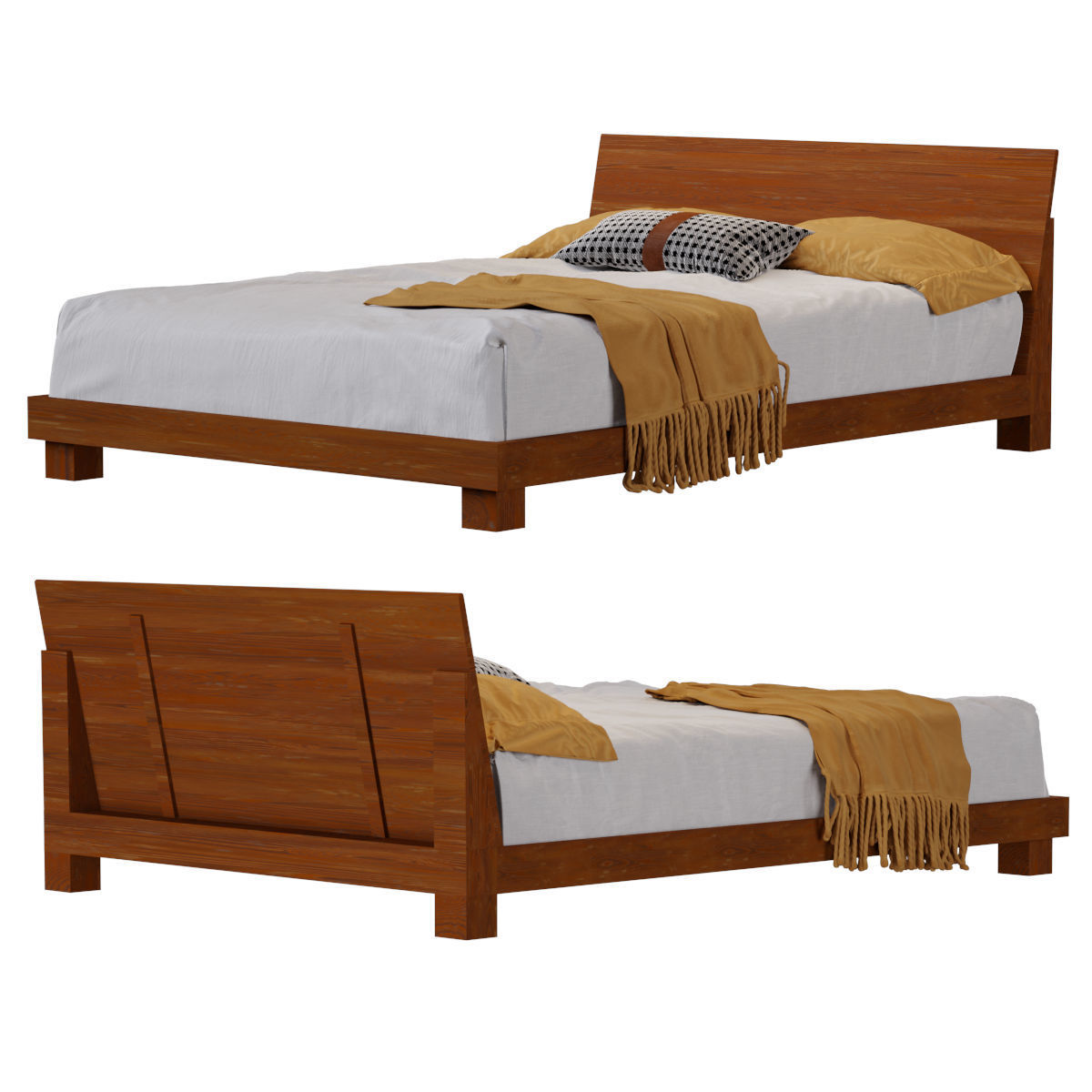 DONDRA TEAK QUEEN BED 3D model_4
