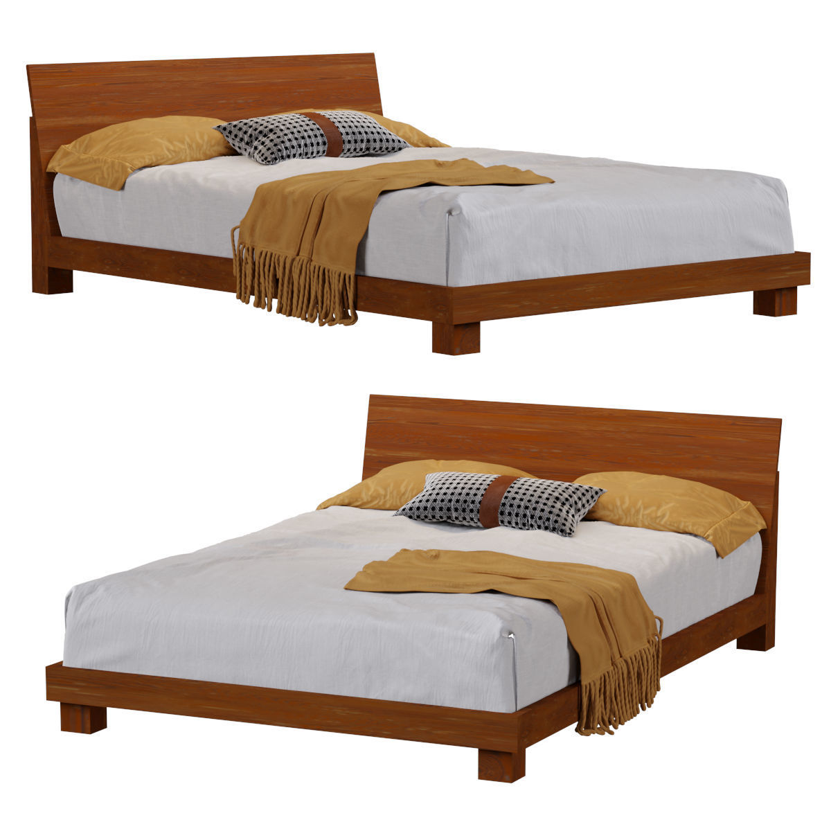 DONDRA TEAK QUEEN BED 3D model_1