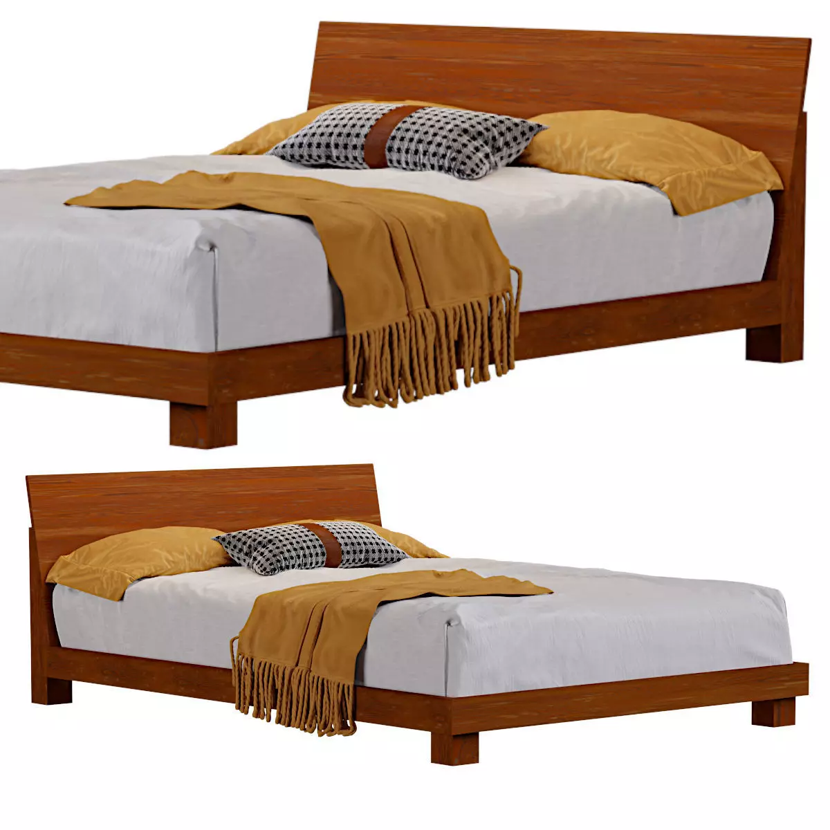 DONDRA TEAK QUEEN BED 3D model_0