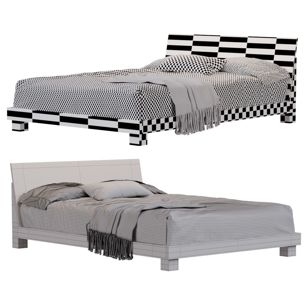 DONDRA TEAK QUEEN BED 3D model_5