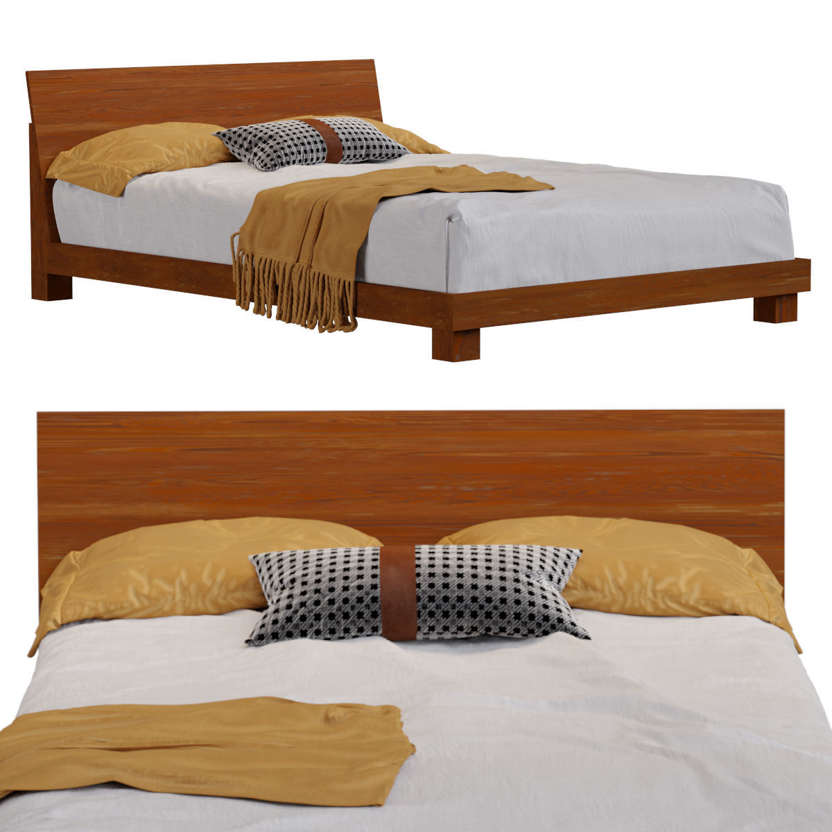 DONDRA TEAK QUEEN BED 3D model_3