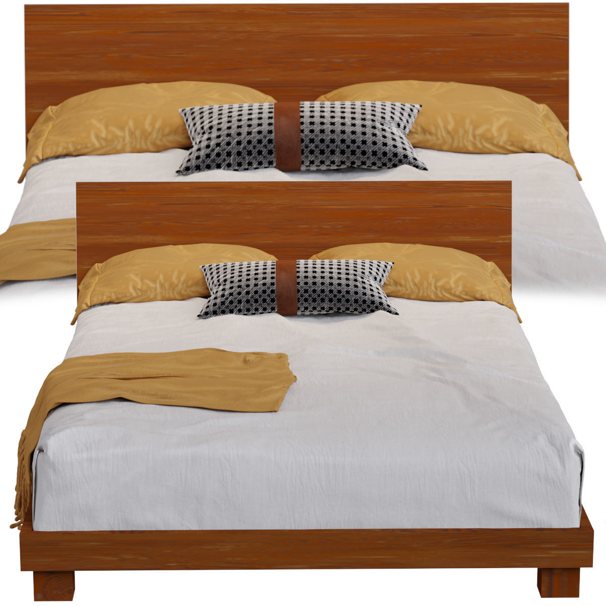 DONDRA TEAK QUEEN BED 3D model_2