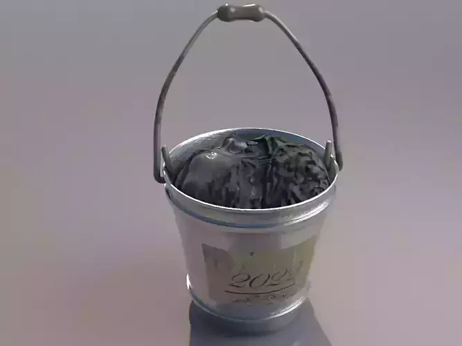 metal bucket  Low-poly 3D model
