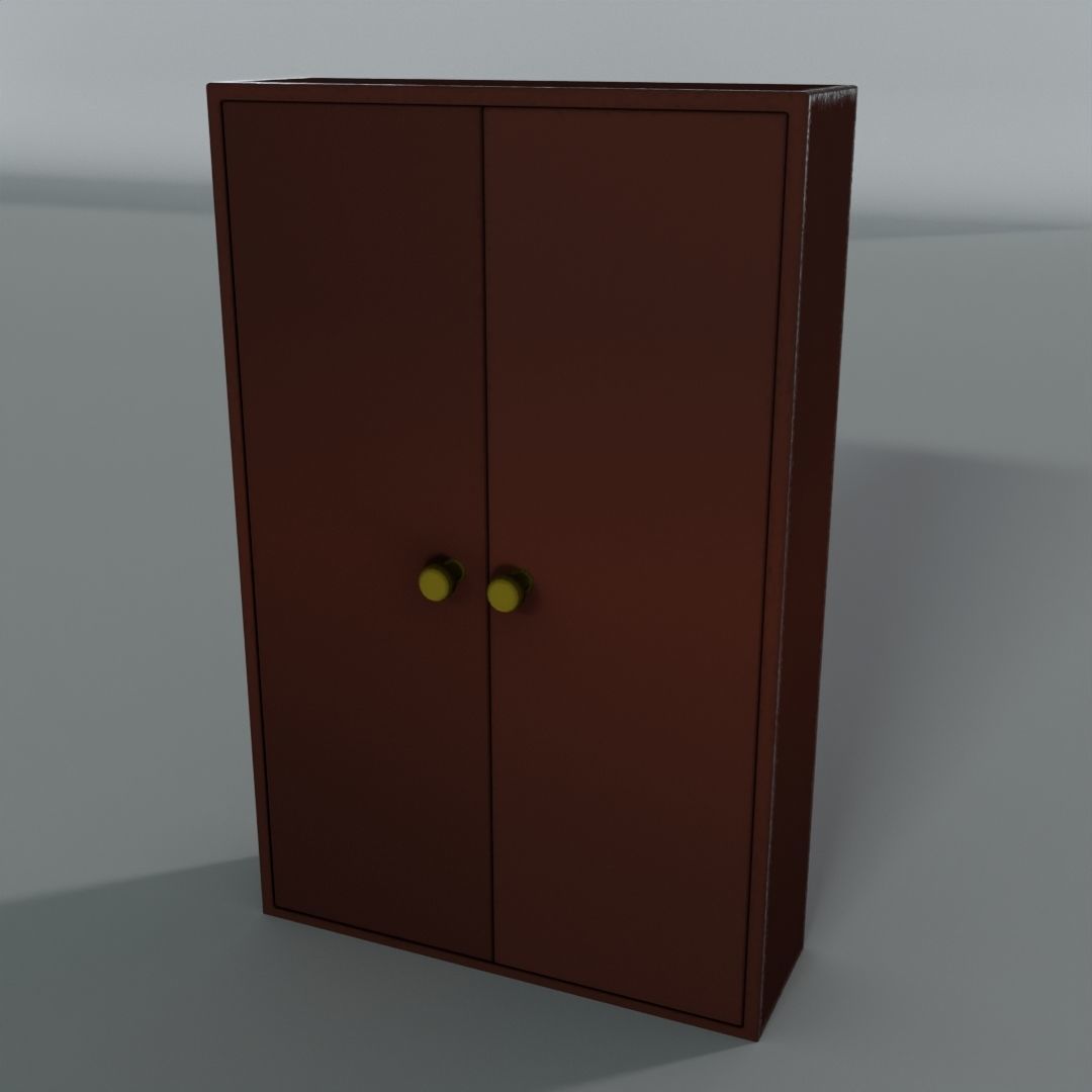 Cupboard wooden cabinet with two doors Free low-poly 3D model_5