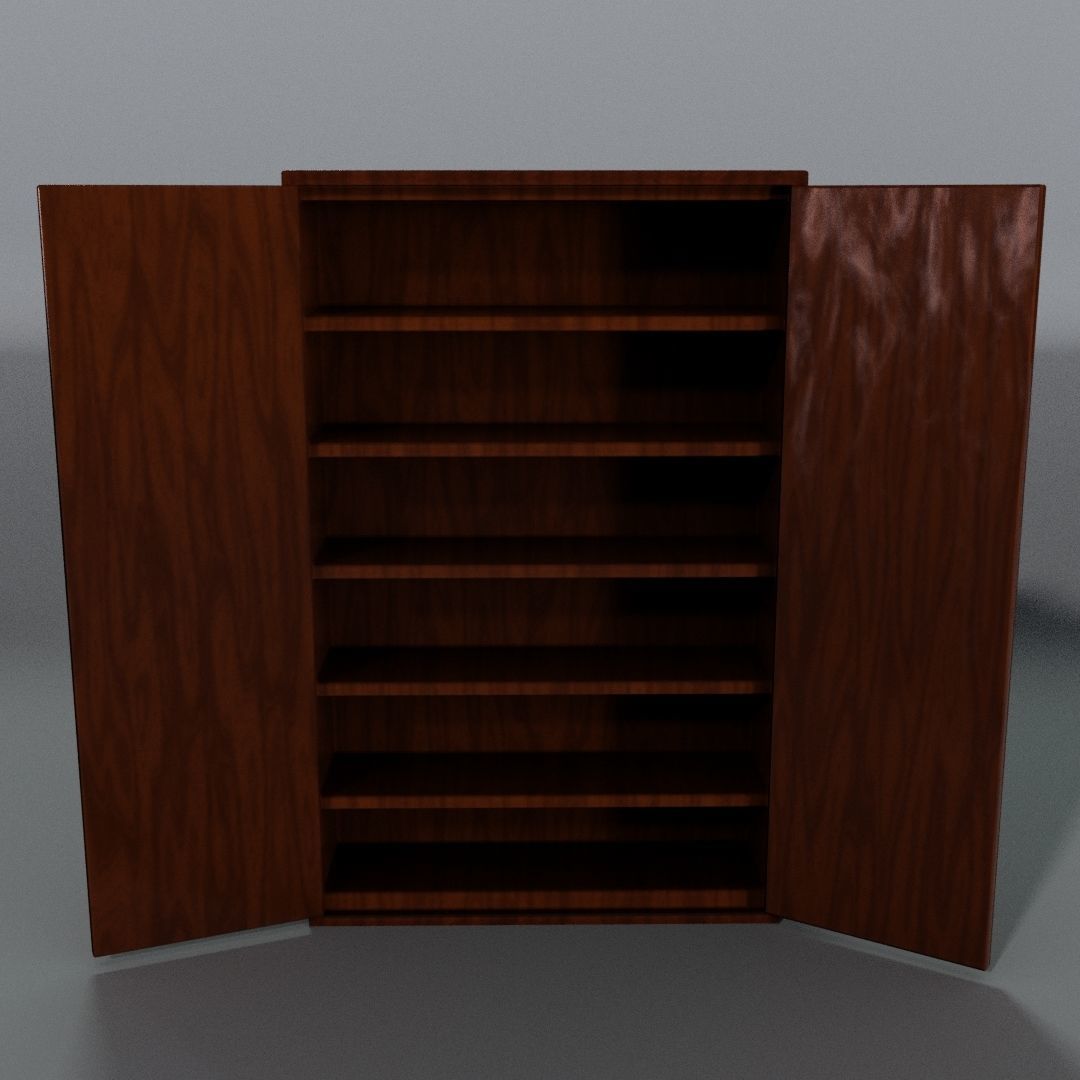 Cupboard wooden cabinet with two doors Free low-poly 3D model_6