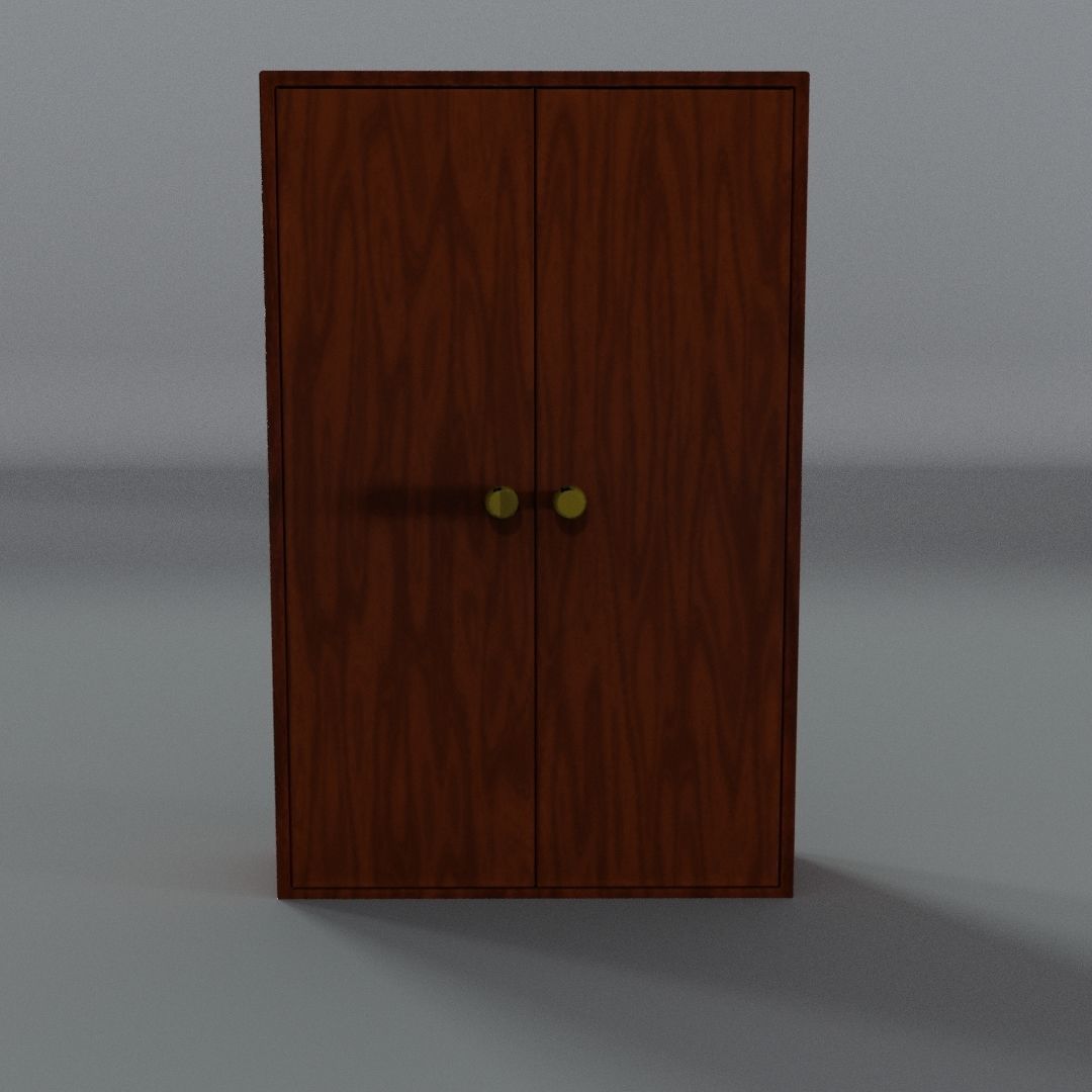 Cupboard wooden cabinet with two doors Free low-poly 3D model_1