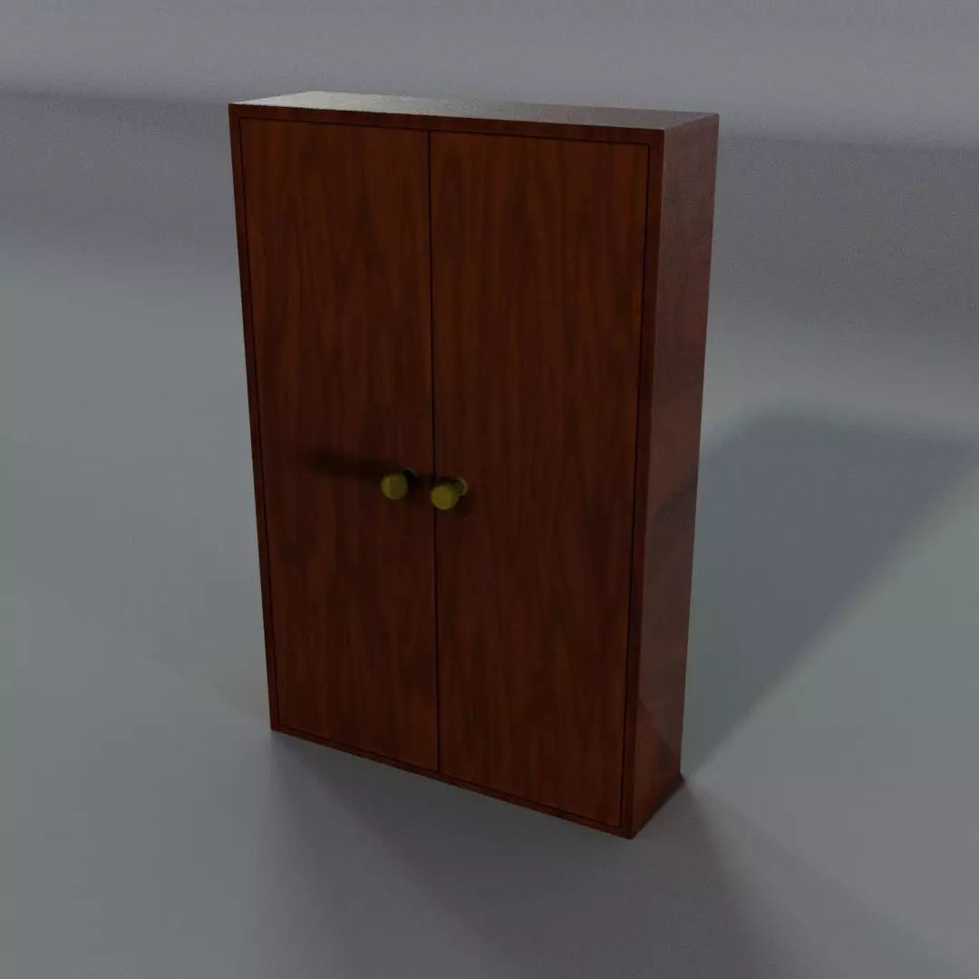 Cupboard wooden cabinet with two doors Free low-poly 3D model_0