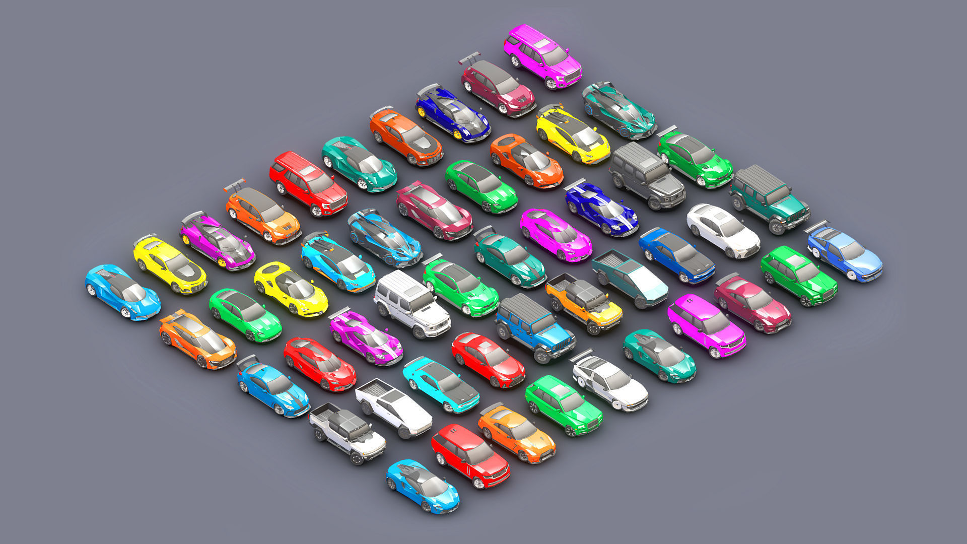 Cars Pack Low-poly 3D model_4