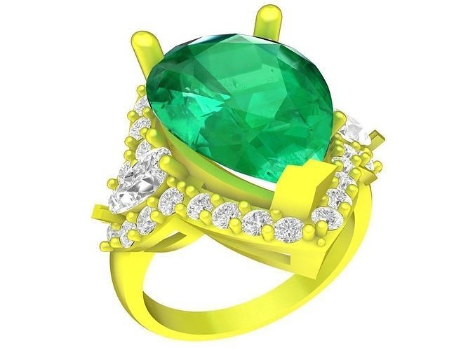 luxury pear diamond women ring 4438 3D print model