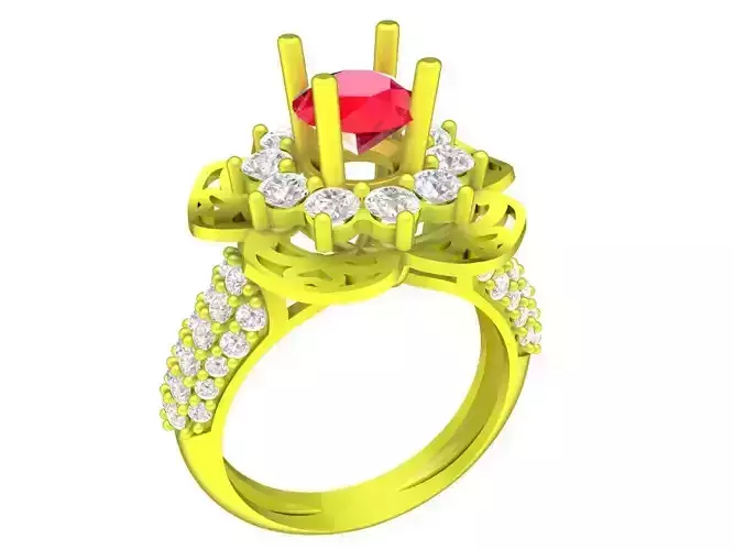 luxury diamond flower women ring 4439