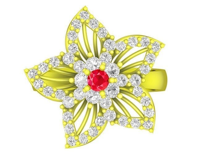 newring vietnamese diamond flower women ring 4441 3D print model