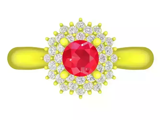 Luxury Double Halo Gemstone Ring 3D Model 4443 3D print model