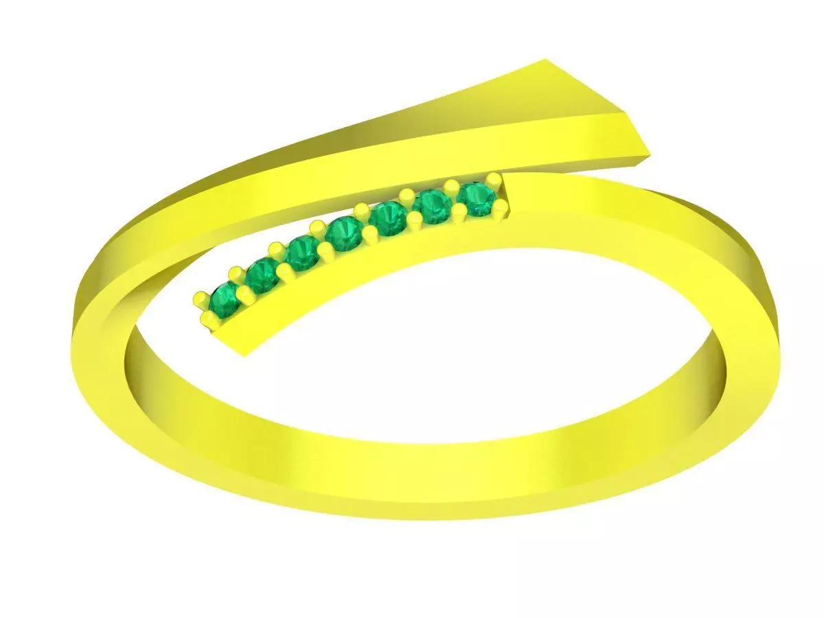 Modern Curved Band Gemstone Ring 3D Model 4445 3D print model