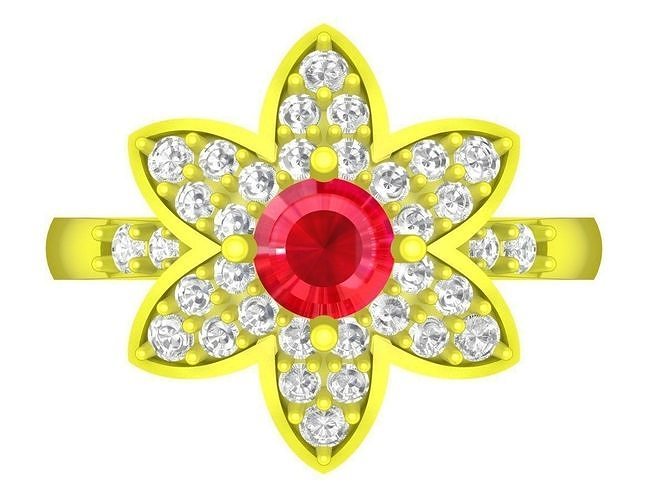 asian diamond flower women ring 4446 3D print model