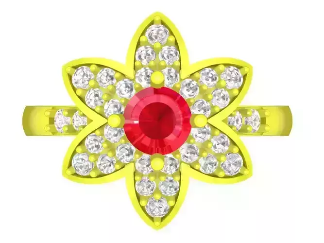 asian diamond flower women ring 4446