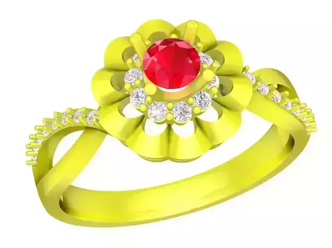 asian diamond flower women ring 4449