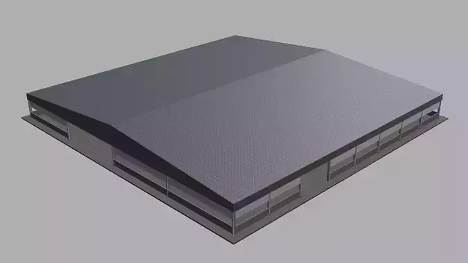 Warehouse in square plan 3D model