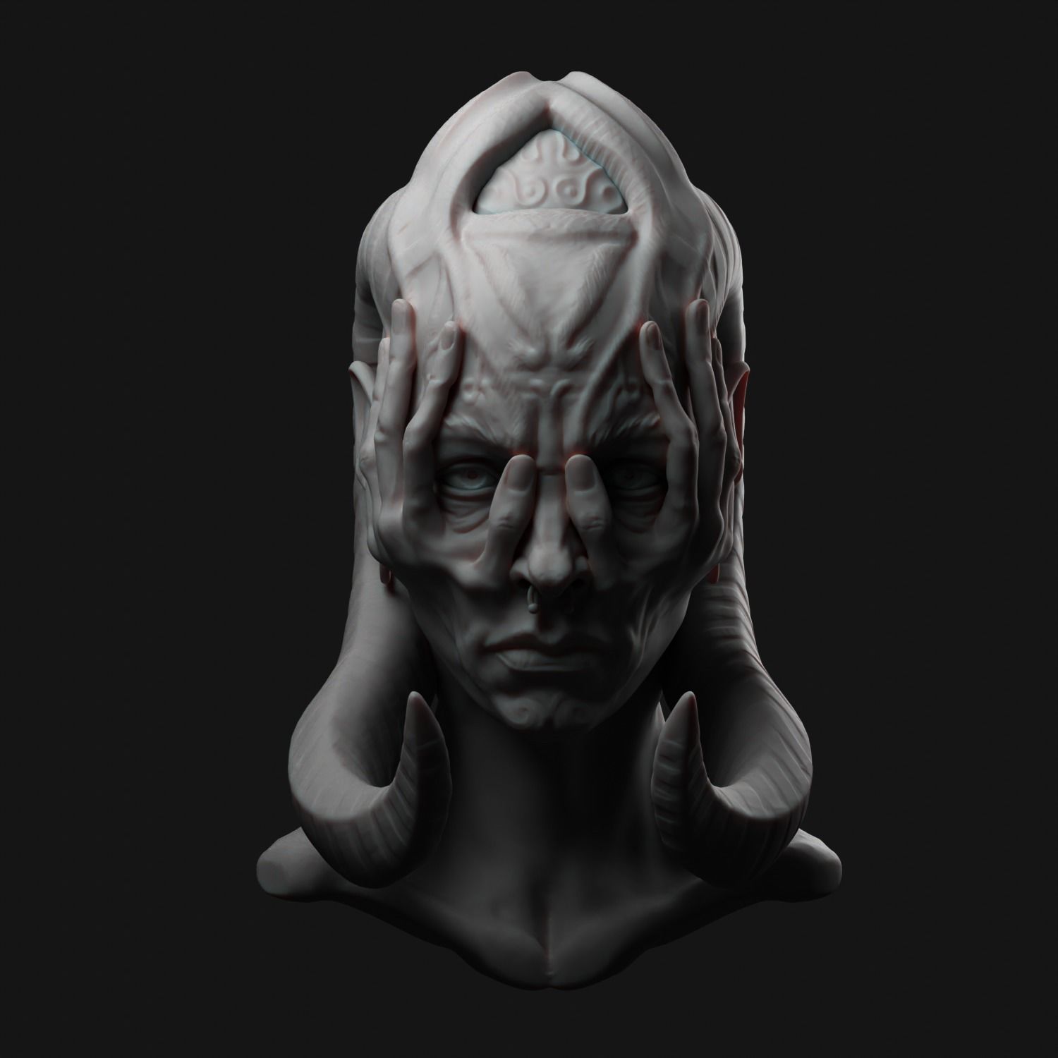 creature head sculpture 3D print model_2