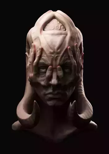creature head sculpture 3D print model