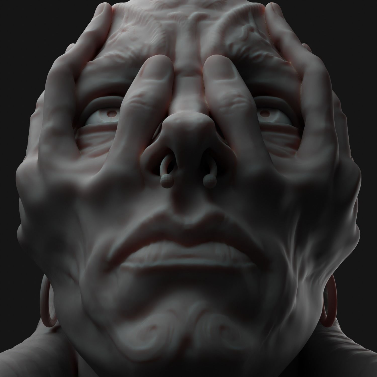 creature head sculpture 3D print model_7