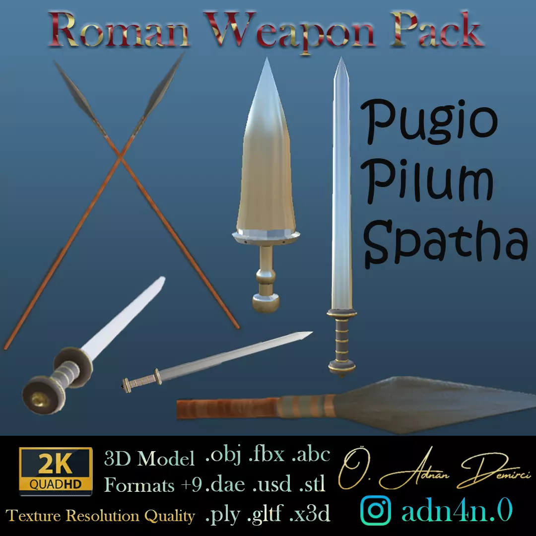 Ancient Rome Roman  Weapon Pack Low-poly 3D model_0