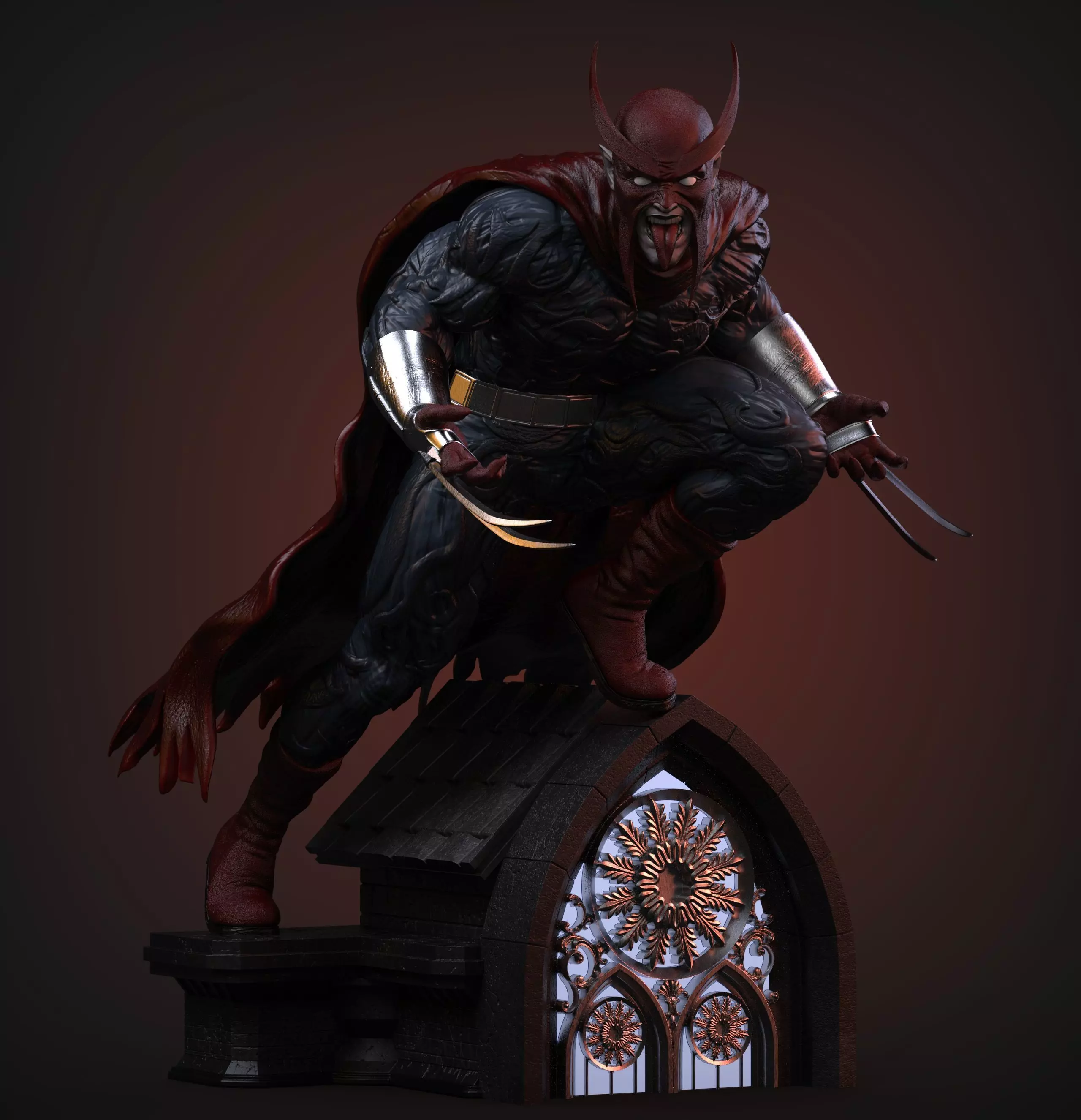 Faust statue with cape 3D print model_0