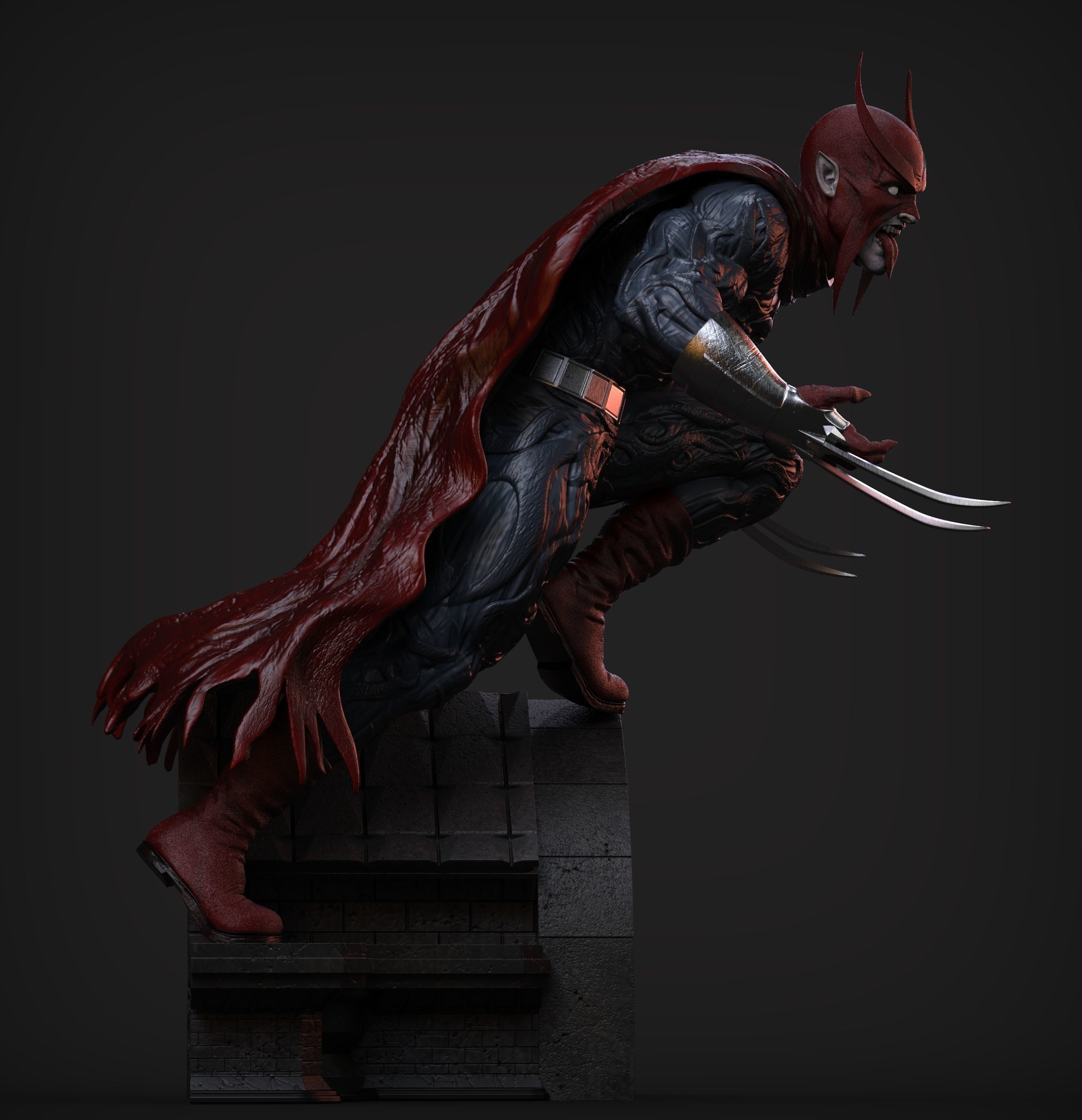 Faust statue with cape 3D print model_2