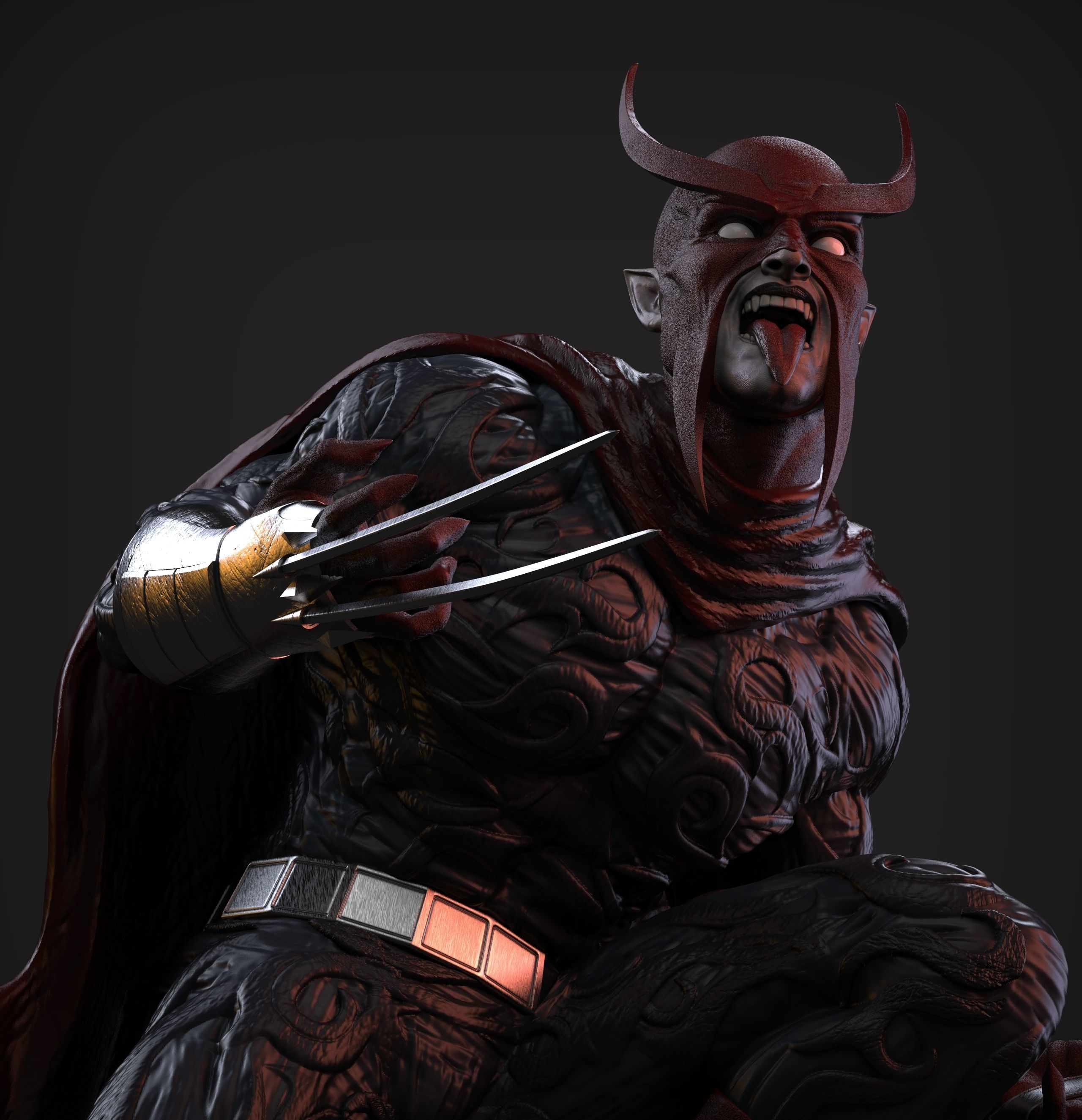 Faust statue with cape 3D print model_5