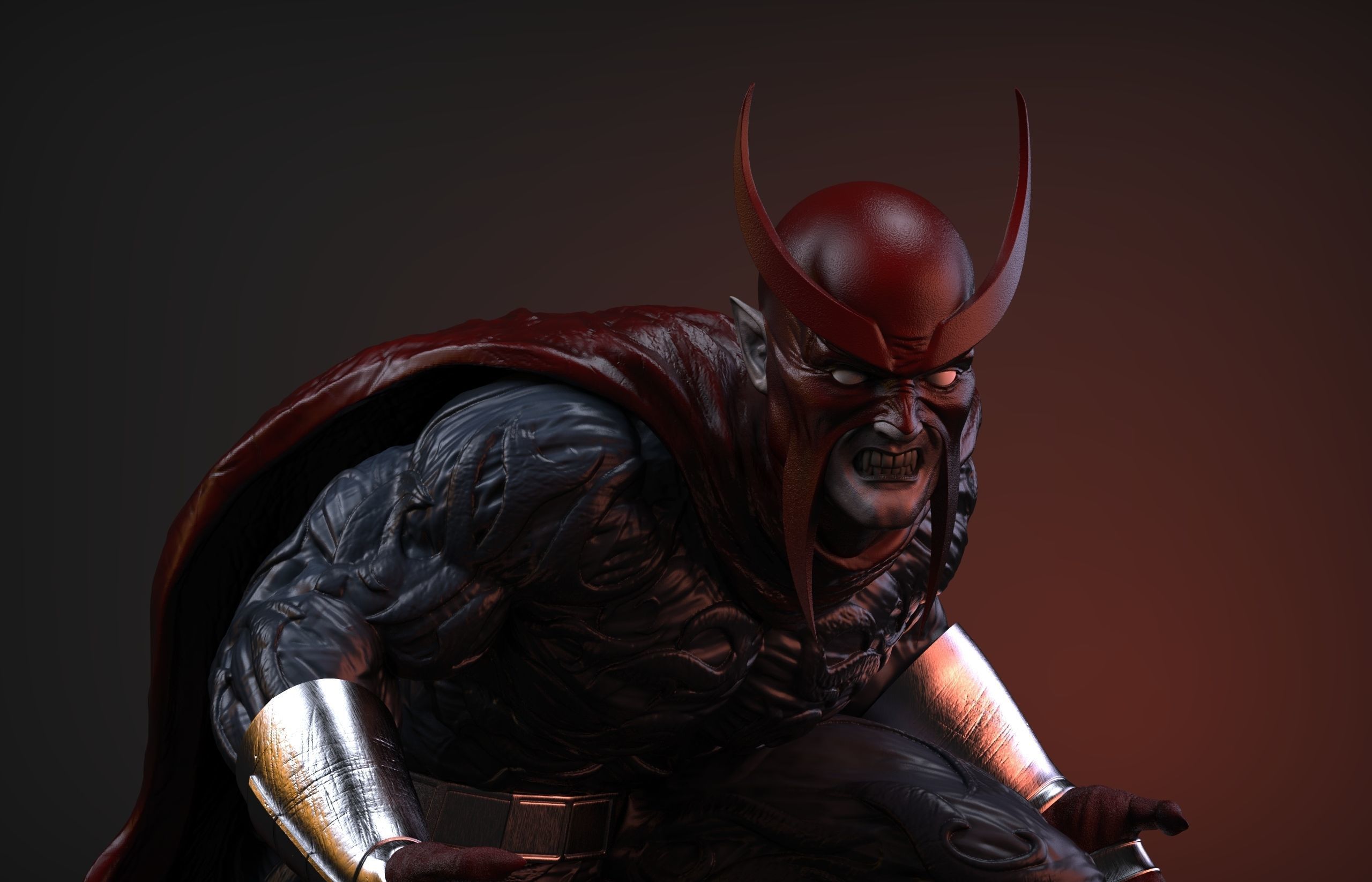 Faust statue with cape 3D print model_10