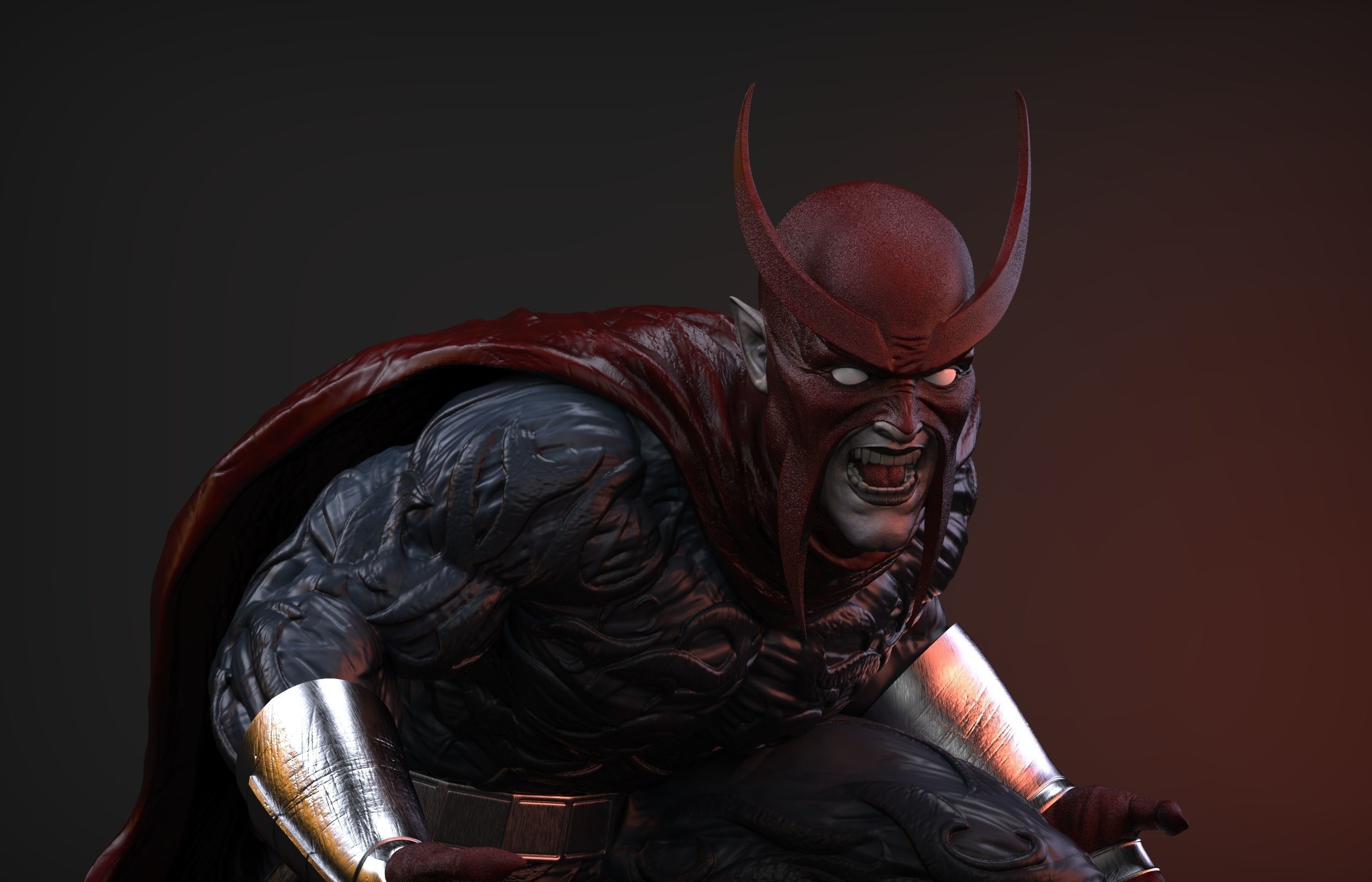 Faust statue with cape 3D print model_8