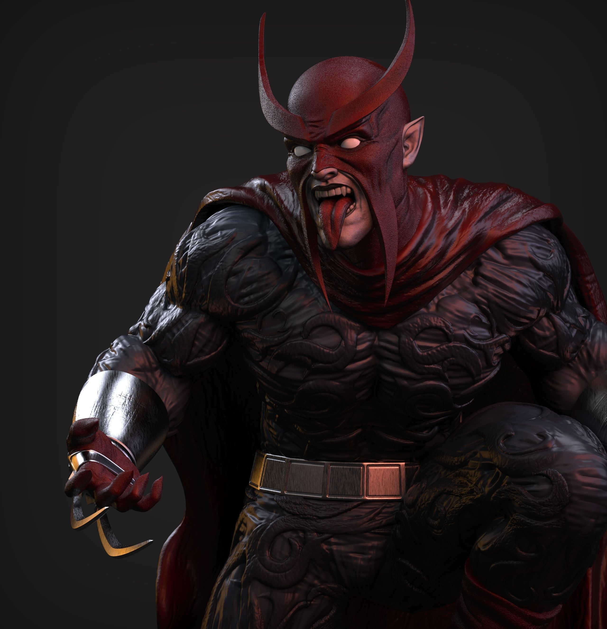 Faust statue with cape 3D print model_4