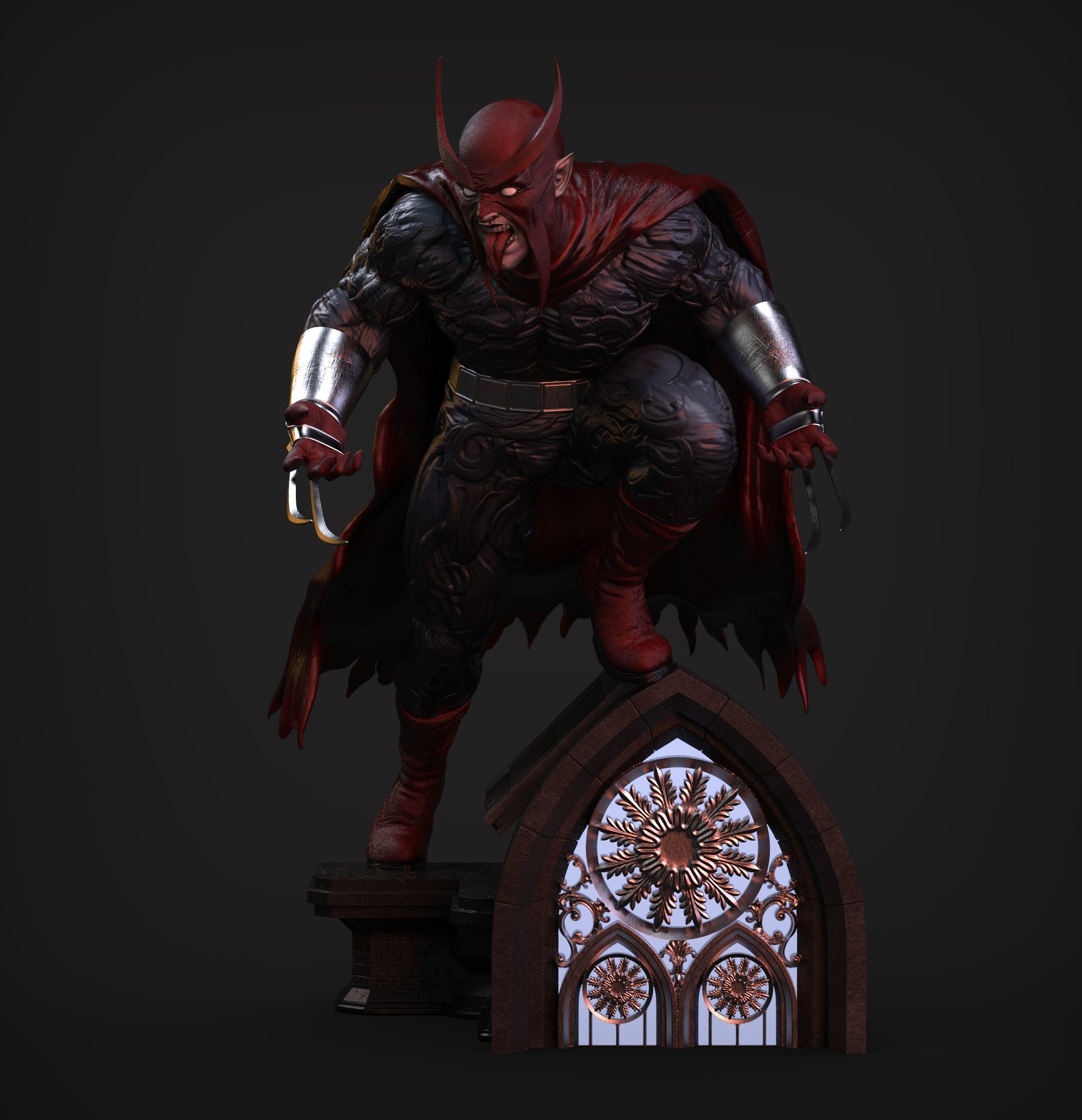 Faust statue with cape 3D print model_3