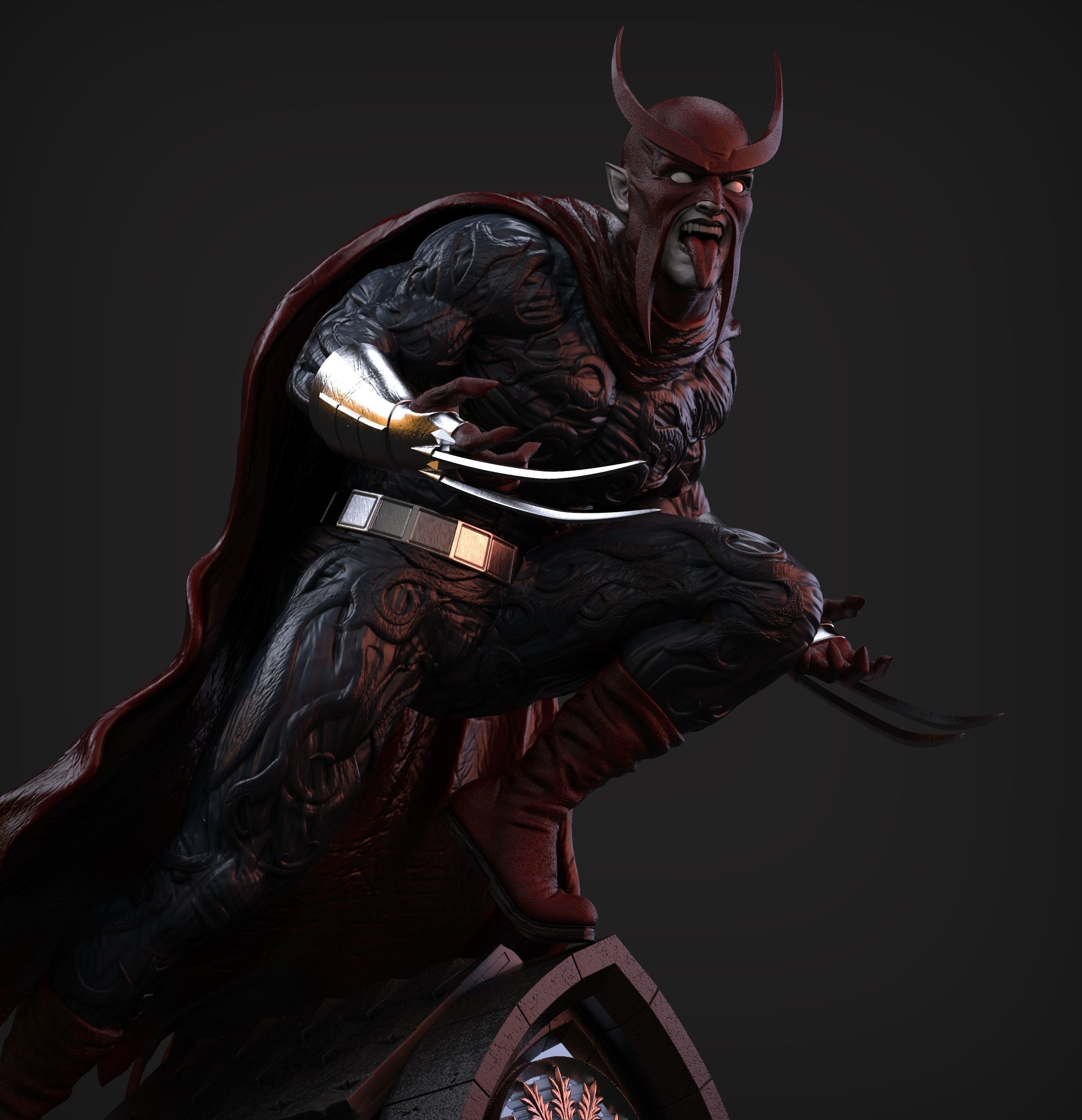 Faust statue with cape 3D print model_6